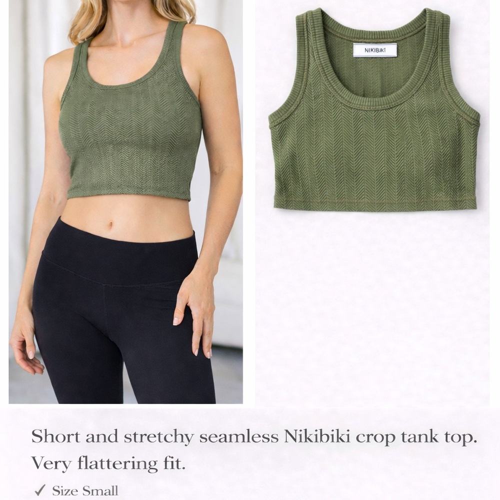 Nikibiki Olive Ribbed Seamless Crop Tank Top